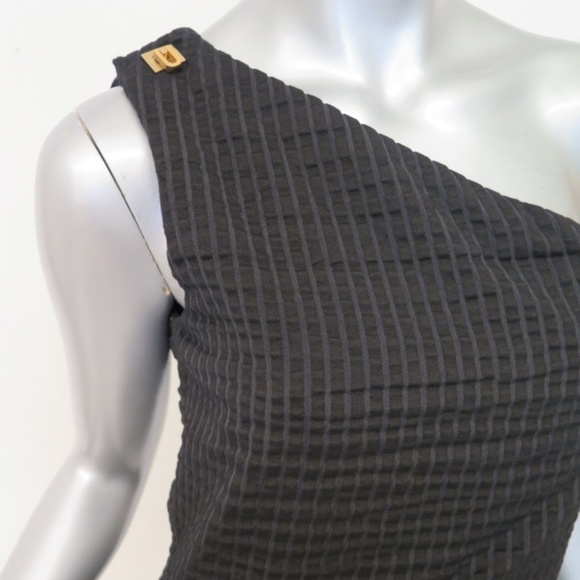 Chloe Dress Black Striped Cotton-Blend - Picture 2 of 6